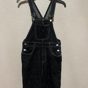Black denim overalls